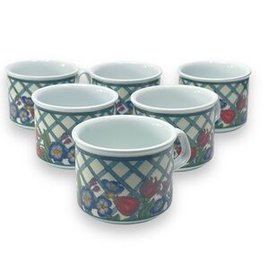 Dansk International Set of 6 Nordic Garden Made in Portugal Coffee Tea Mugs 8 oz